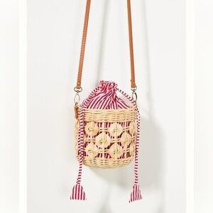 Anthropologie Raffia Bucket Bag Purse NWOT